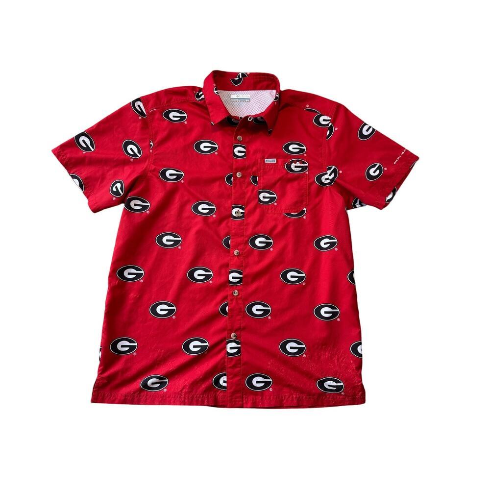 Columbia men's Short sleeve, button up, GEORGIA Bulldogs shirt. M; lightweight